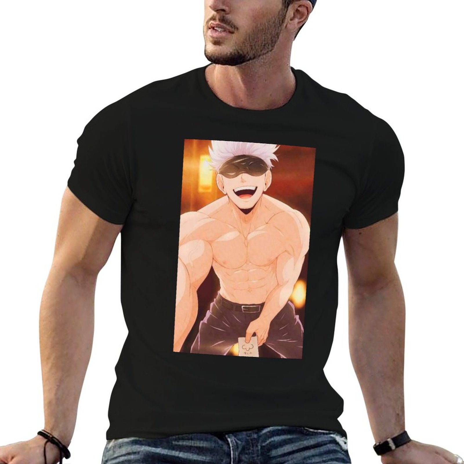 Anime Merchandise T-Shirts - تي شيرت جوجو ساتورو ميرتشاندائز للرجال،