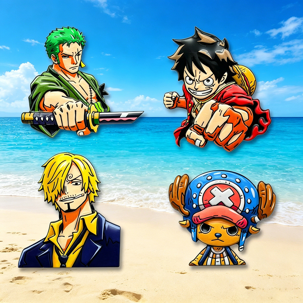 مجموعة من 4 دبابيس كرتونية من  - مراجعة Anime One Piece Merchandise وسعره